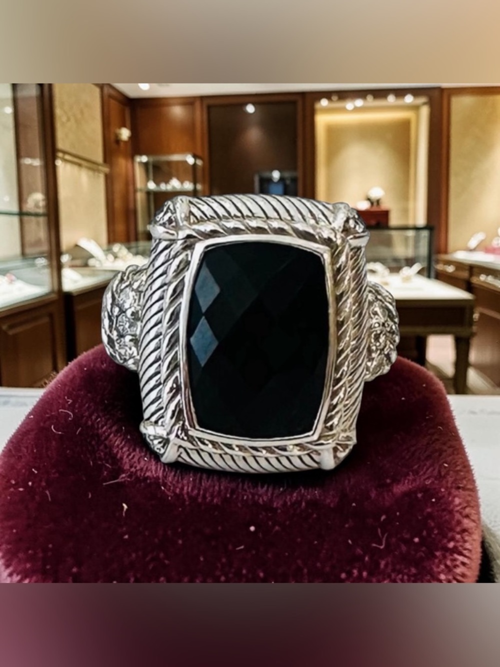 Judith Ripka Luxury Vintage Designer Couture Runway Authentic Silver Onyx Ring